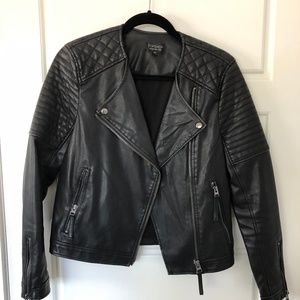 Topshop Faux Leather Biker Jacket